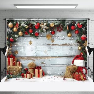 Aperturee Red Ball Decoration Christmas Photography Backdrop - Aperturee