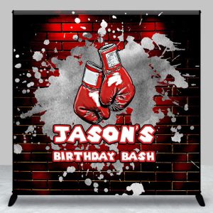 Aperturee Red Brick Wall Boxing Custom Name Birthday Backdrop - Aperturee