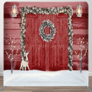 Aperturee Red Door And Elk Fabric Backdrop Cover for Christmas - Aperturee