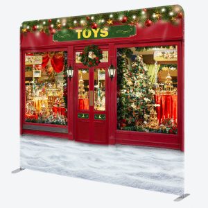 Aperturee Red Toy Store Christmas Double-Sided Square Backdrop - Aperturee