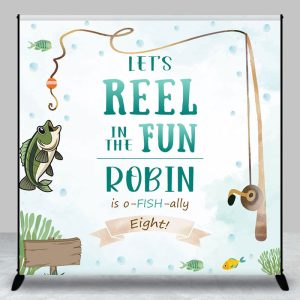 Aperturee Reel In The Fun Custom Name 8th Birthday Backdrop - Aperturee