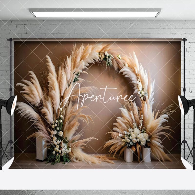 Aperturee Retro Beige Plume Boho Backdrop For Photography