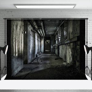 Aperturee Retro Dark Abandoned Corridor Architecture Backdrop - Aperturee