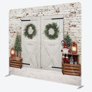 Aperturee Retro Door Christmas Tree Tension Fabric Backdrop - Aperturee