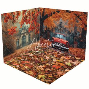 Aperturee Retro House Maple Forest Car Autumn Room Set Backdrop - Aperturee