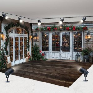 Aperturee Retro White Christmas Vibe Store Room Set Backdrop | Christmas Photo Backdrop | Xmas Backdrop | Christmas Backdrops For Photography