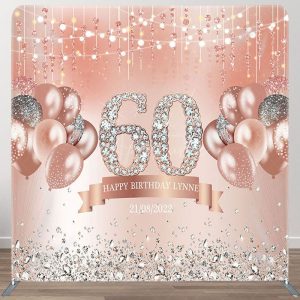 Aperturee Rose Gold Balloons Fabric Backdrop Cover for 60th Birthday - Aperturee