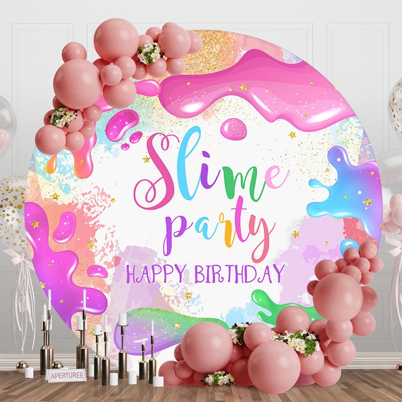 Aperturee Round Colorful Splash Slime Birthday Party Backdrop - Aperturee