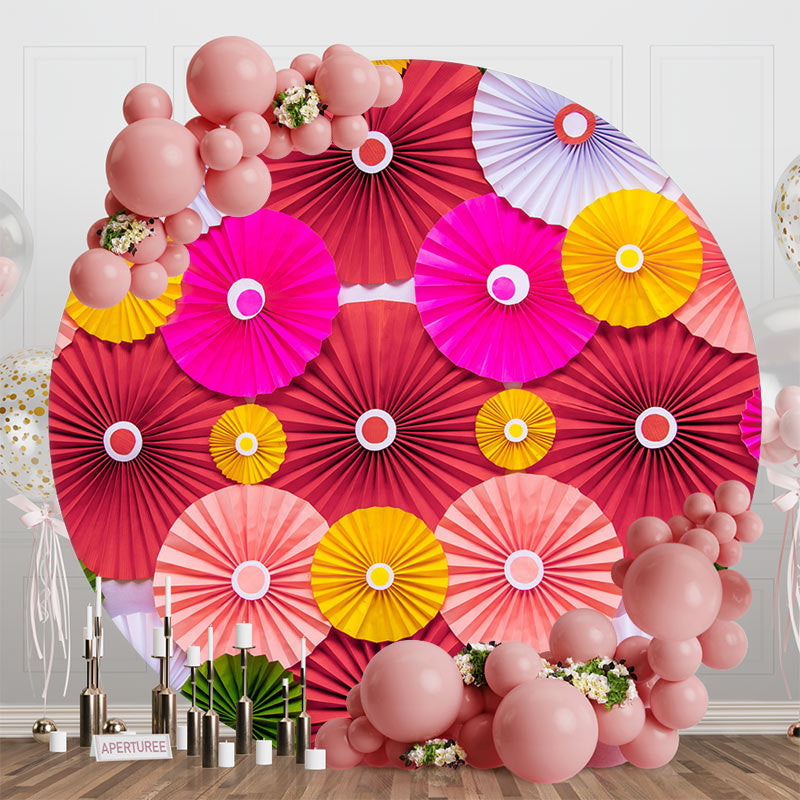Aperturee Round Dense Colorful Paper Fan Backdrop For Birthday - Aperturee