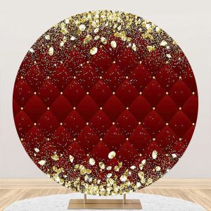 Aperturee Royal Red Gold Diamonds Round Graduation Backdrop - Aperturee