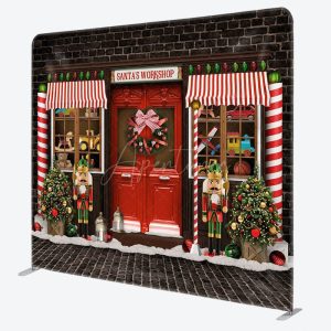 Aperturee Santas Workshop Merry Christmas Pillow Case Backdrop - Aperturee