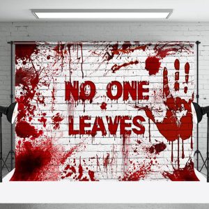 Aperturee Scary Horror White No One Leaves Halloween Backdrop - Aperturee