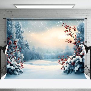 Aperturee Serene Winter Landscape Wishing Well Wishes Backdrop - Aperturee