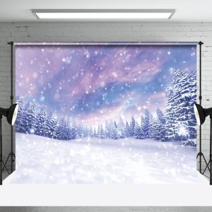 Aperturee Shining Snowflakes Forest Aurora Winter Backdrop - Aperturee