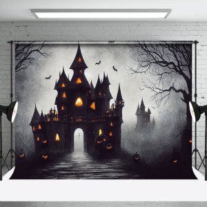 Aperturee Silent Desolate Forest Castle Halloween Backdrop - Aperturee