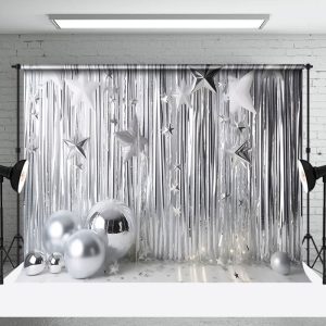 Aperturee Silver Disco Stage Confetti Photography Backdrop