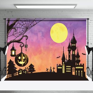 Aperturee Simple Cartoon Castle Halloween Holiday Backdrop - Aperturee