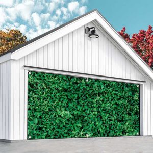 Aperturee Simple Spring Fresh Green Leaves Garage Door Banner