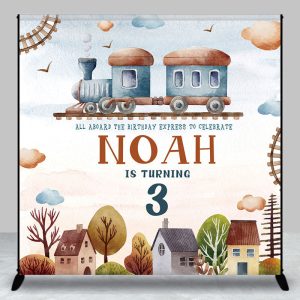 Aperturee Sky Cloud House Express Custom 3rd Birthday Backdrop - Aperturee