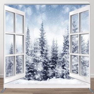 Aperturee Snow Outside The Window Fabric Backdrop Cover for Winter - Aperturee