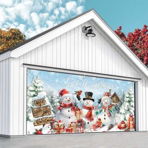 Aperturee Snowman Let It Snow Christmas Garage Door Banner