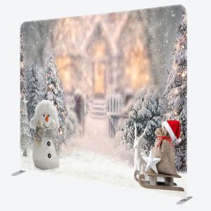 Aperturee Snowman Tree Snowy Christmas Pillow Case Backdrop - Aperturee