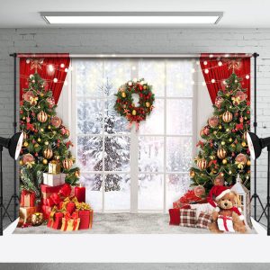 Aperturee Snowy Forest Light Strip Window Christmas Backdrop - Aperturee