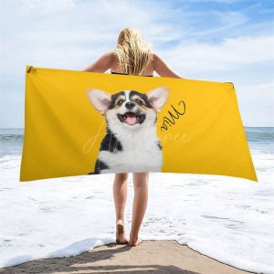 Aperturee Solid Color Custom Pet Photo Beach Towel For Summer, 22x42in(55x105cm), 13.52 USD, photo beach towels, DMTD1X14-S