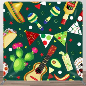 Aperturee Sombrero Cactus Taco Avocado Mexican Fiesta Backdrop - Aperturee