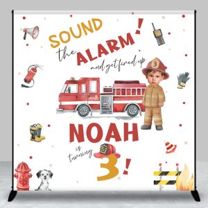 Aperturee Sound Alarm Firefighting Custom 3rd Birthday Backdrop - Aperturee