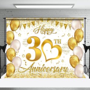 Aperturee Sparkling Gold Ribbons 30Th Anniversary Backdrop
