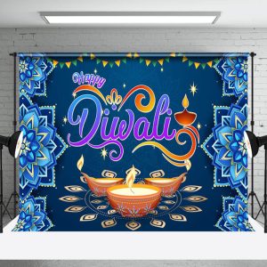 Aperturee Sparks Pink Floral Colorful Mandala Diwali Backdrop - Aperturee