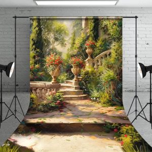 Aperturee Spring Garden Greenery Floral Photography Backdrop - Aperturee