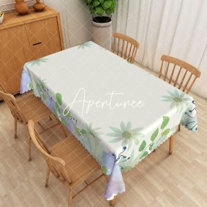 Aperturee Spring Green Leaf Floral Rectangular Tablecloth, 52 x 70 inch, 30.82 USD, rectangle tablecloths, ZWH01874-A