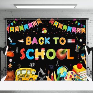 Aperturee Stationery Ribbons Black Back To School Backdrop - Aperturee