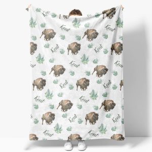 Aperturee Step And Repeat Bull Plant Leaf Custom Name Blanket - Aperturee