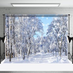 Aperturee Thick Snowy Winter Natural Forest Scenery Backdrop