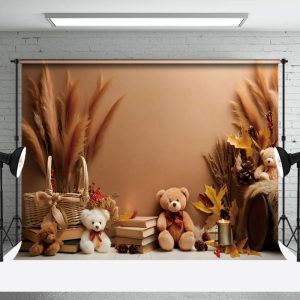 Aperturee Valentines Theme Baby Bear Boho Photography Backdrop