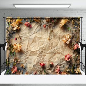 Aperturee Vintage Rustic Paper Dried Orange Flower Backdrop