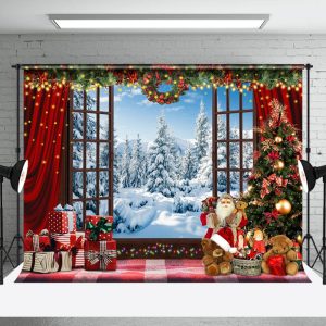Aperturee Warm Interior Window Garland Christmas Party Backdrop - Aperturee