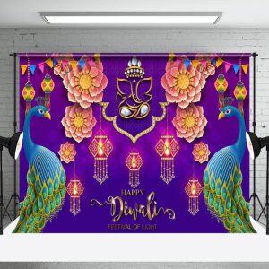 Aperturee Warm Lantern Night Diyas Light Happy Diwali Backdrop - Aperturee