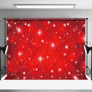 Aperturee Warm Red Shining Bokeh Snowflake Christmas Backdrop - Aperturee