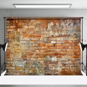Aperturee Weathered Brown Brick Wall Uneven Surface Backdrop
