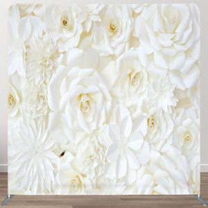 Aperturee White Flower Theme Fabric Backdrop Cover for Birthday - Aperturee