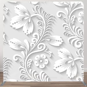 Aperturee White Flower Winding Relief Style Party Backdrop - Aperturee