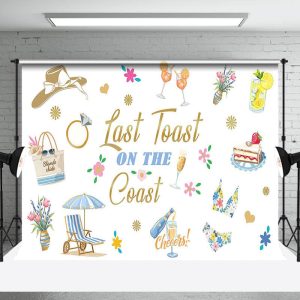 Aperturee White Last Toast On The Coast Bridal Shower Backdrop - Aperturee