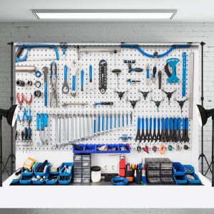 Aperturee White Wall Blue Auto Repair Tools Photo Backdrop
