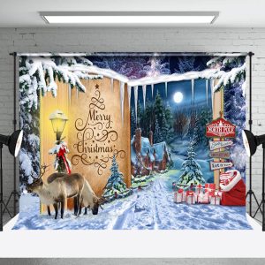 Aperturee Wild Field Signpost Story Book Christmas Backdrop - Aperturee
