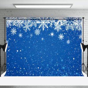 Aperturee Winter Blue Night White Falling Snowflake Backdrop