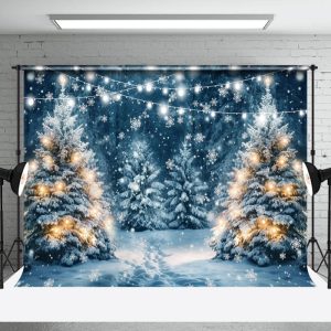Aperturee Winter Forest Scenes Snowy Path Festive Backdrop